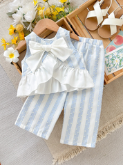 Conjunto Bebê Menina Blusa Babado e Pantalona Listrada