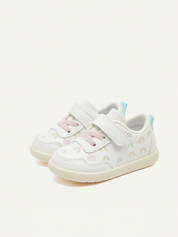 Tênis Infantil Menina Arco-Íris Velcro Branco