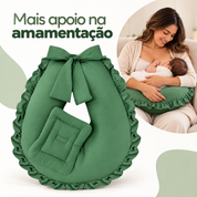 Mais apoio na amamentação com almofada verde oliva