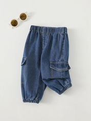 Calça Jeans Cargo Bebê Menino Jogger