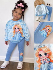 Conjunto Bebê Menina Moletom Tie Dye Princesa e Legging