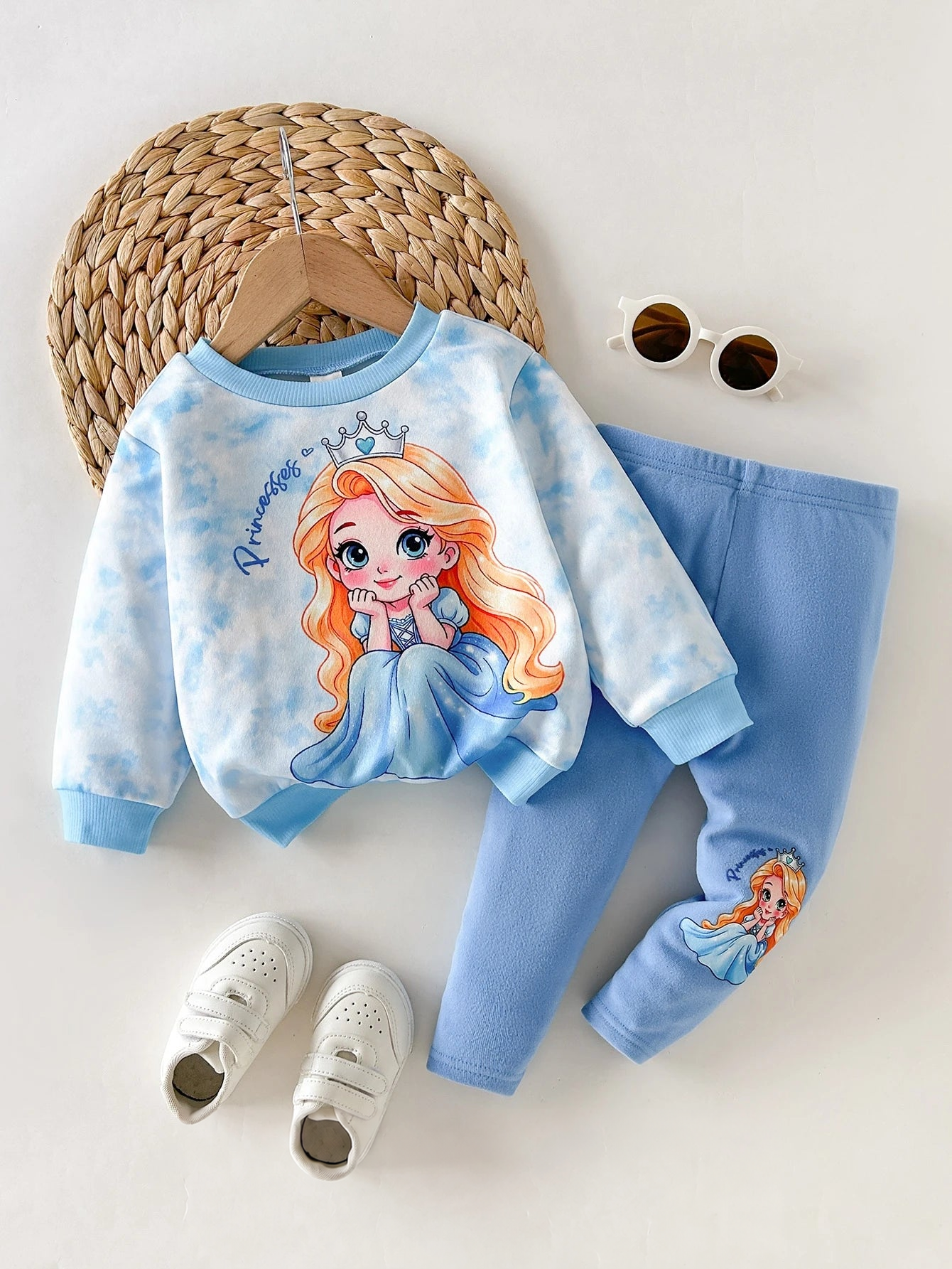 Conjunto Bebê Menina Moletom Tie Dye Princesa e Legging