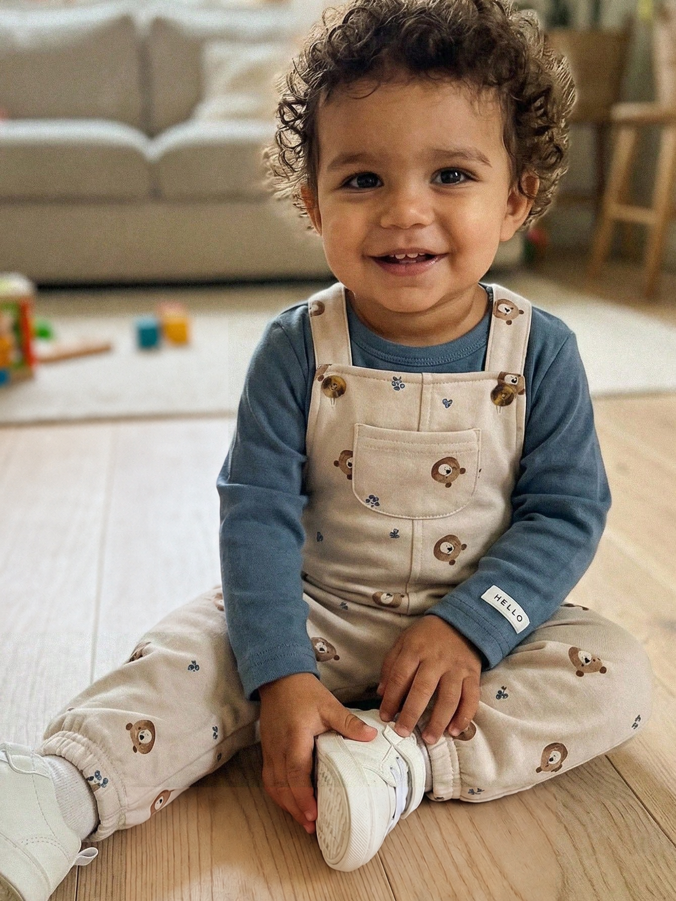 Conjunto Bebê Menino Blusa e Calça com Suspensório Urso