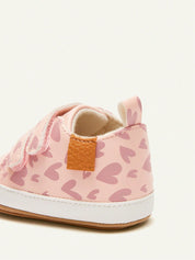 Tênis Bebê Menina Sneaker Velcro Duplo Estampa Coração
