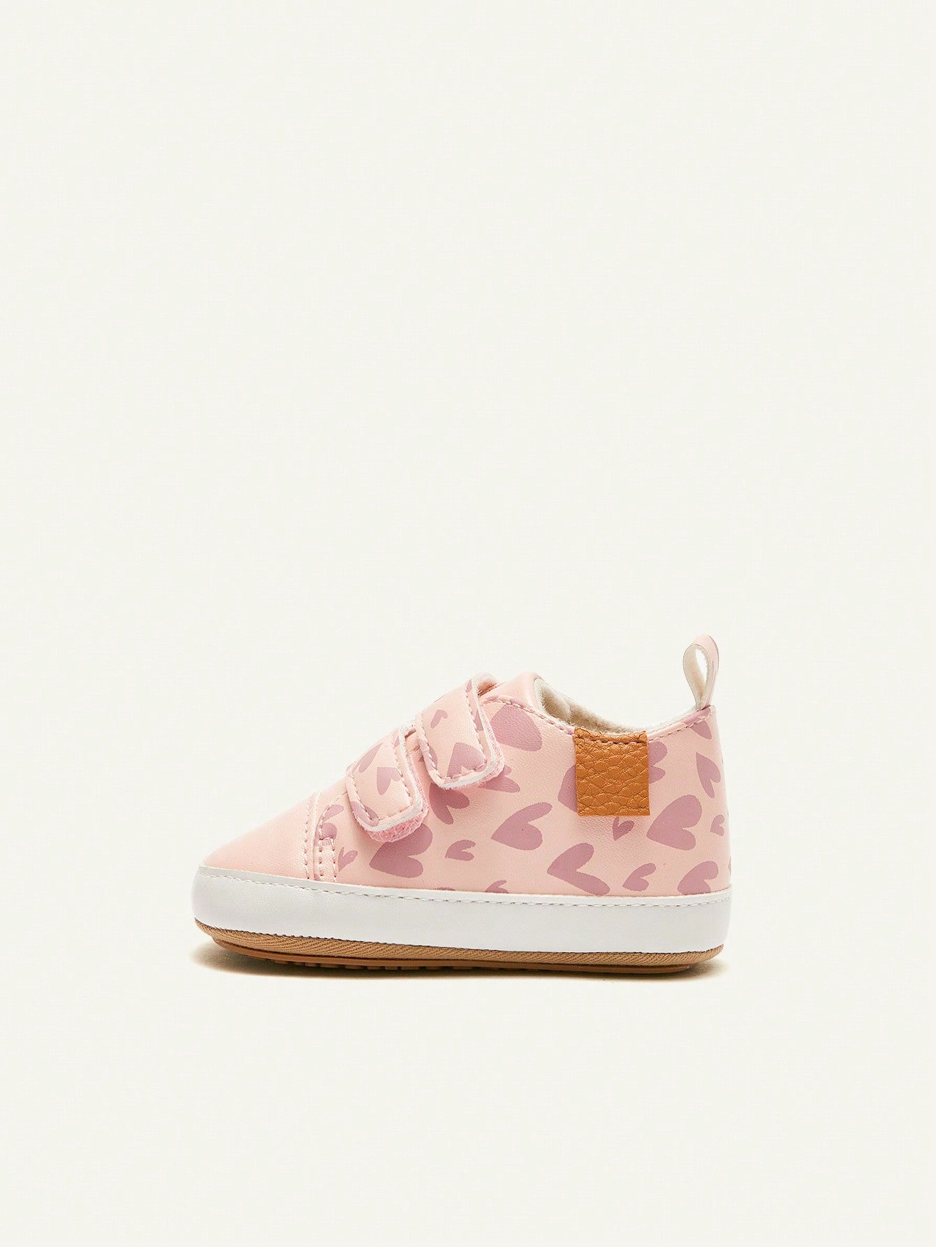 Tênis Bebê Menina Sneaker Velcro Duplo Estampa Coração