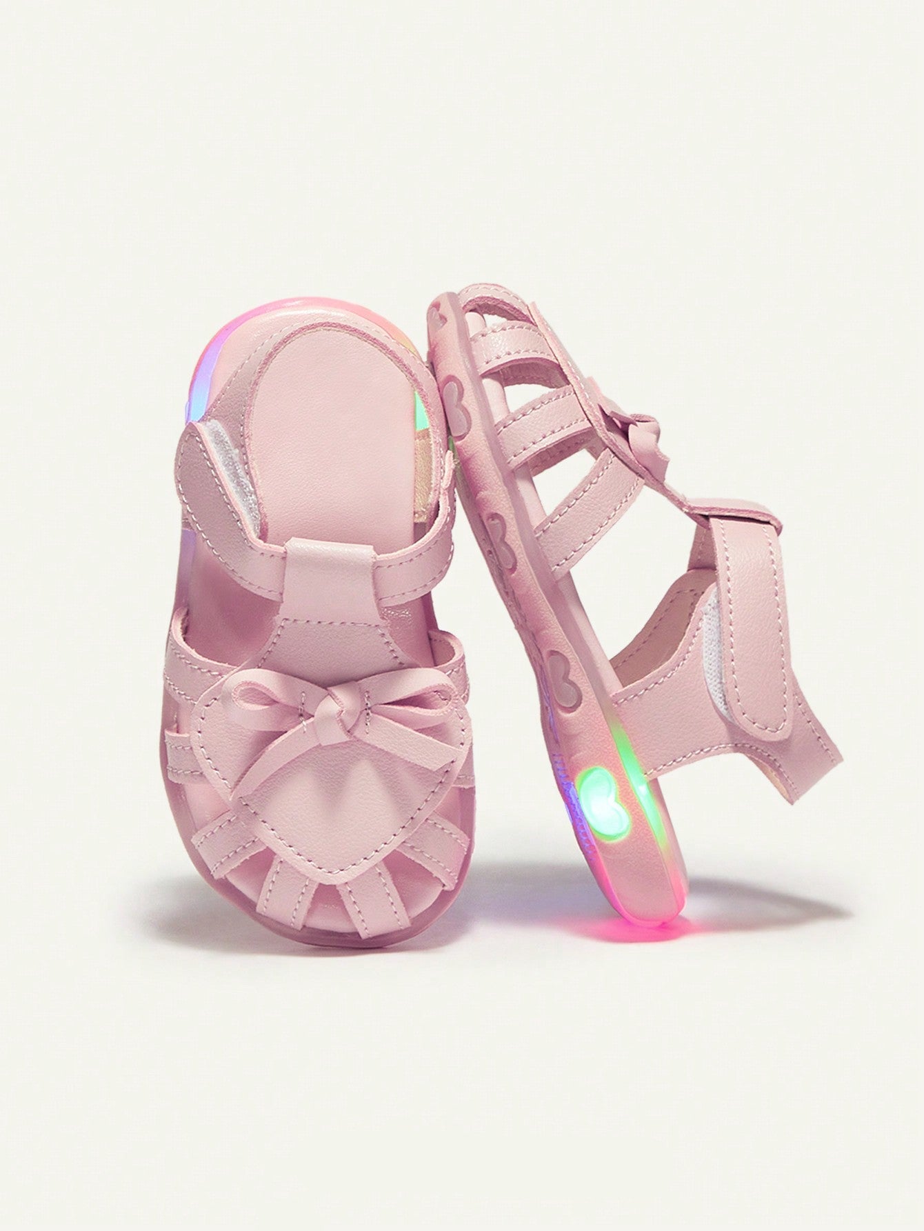 Sandália Infantil Menina Estilo Princesa Fechada com Luz LED Velcro