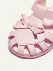 Sandália Infantil Menina Estilo Princesa Fechada com Luz LED Velcro