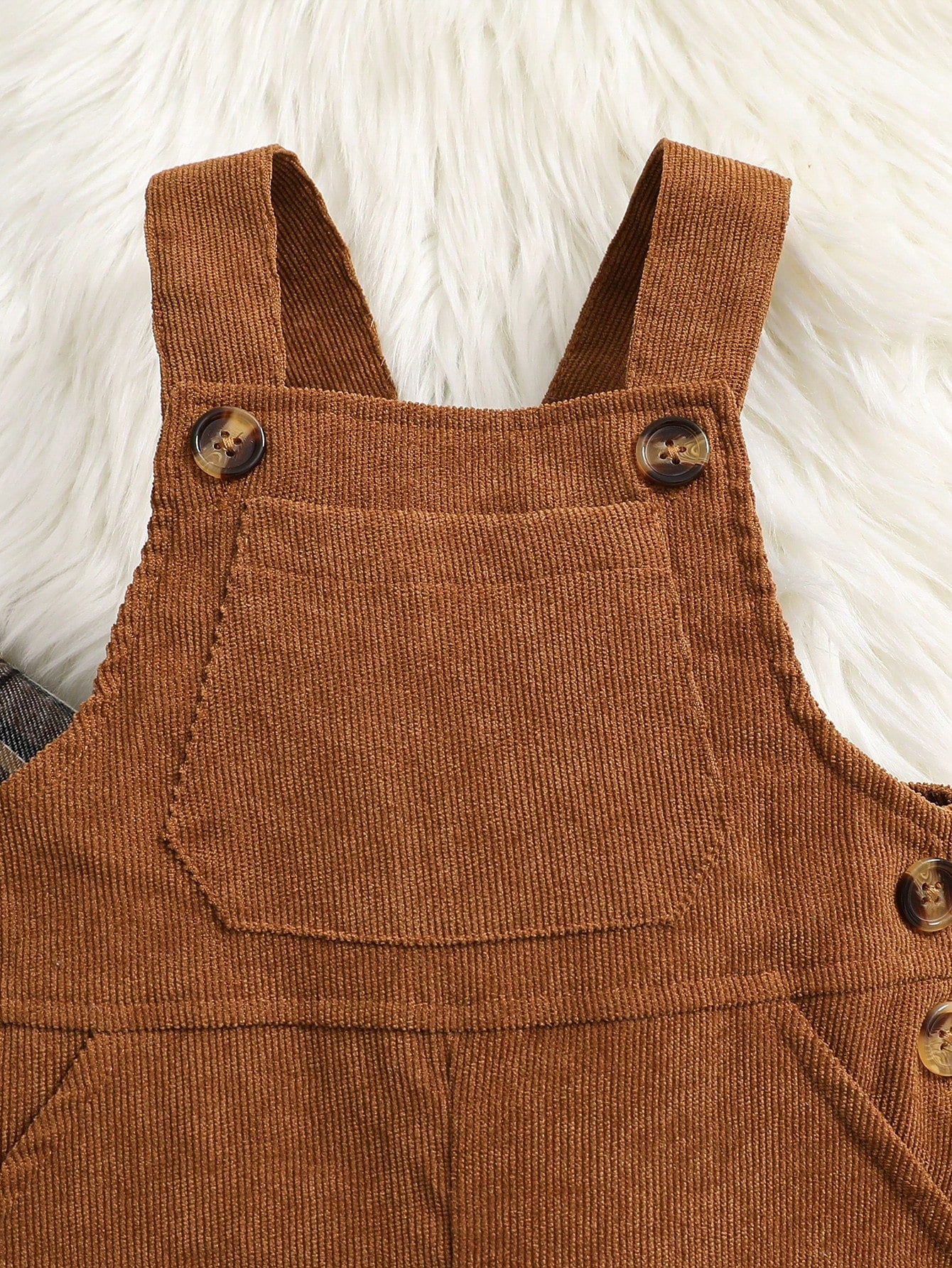 Conjunto 2 Peças Bebê Menino Body Xadrez Manga Longa e Jardineira