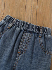 Conjunto Infantil Bebê Menino Moletom Listrado Aplique Elefante e Calça Jeans