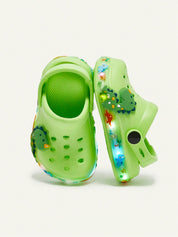 Clog Infantil Menino Estampa Dinossauro LED Solado Iluminado