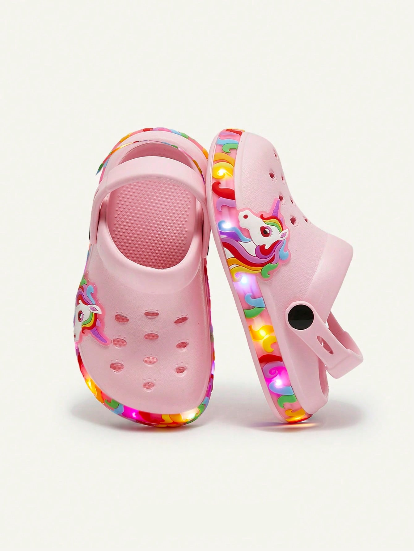 Clog Infantil Menina Unicórnio com Luz LED Sola Iluminada