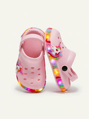 Clog Infantil Menina Unicórnio com Luz LED Sola Iluminada