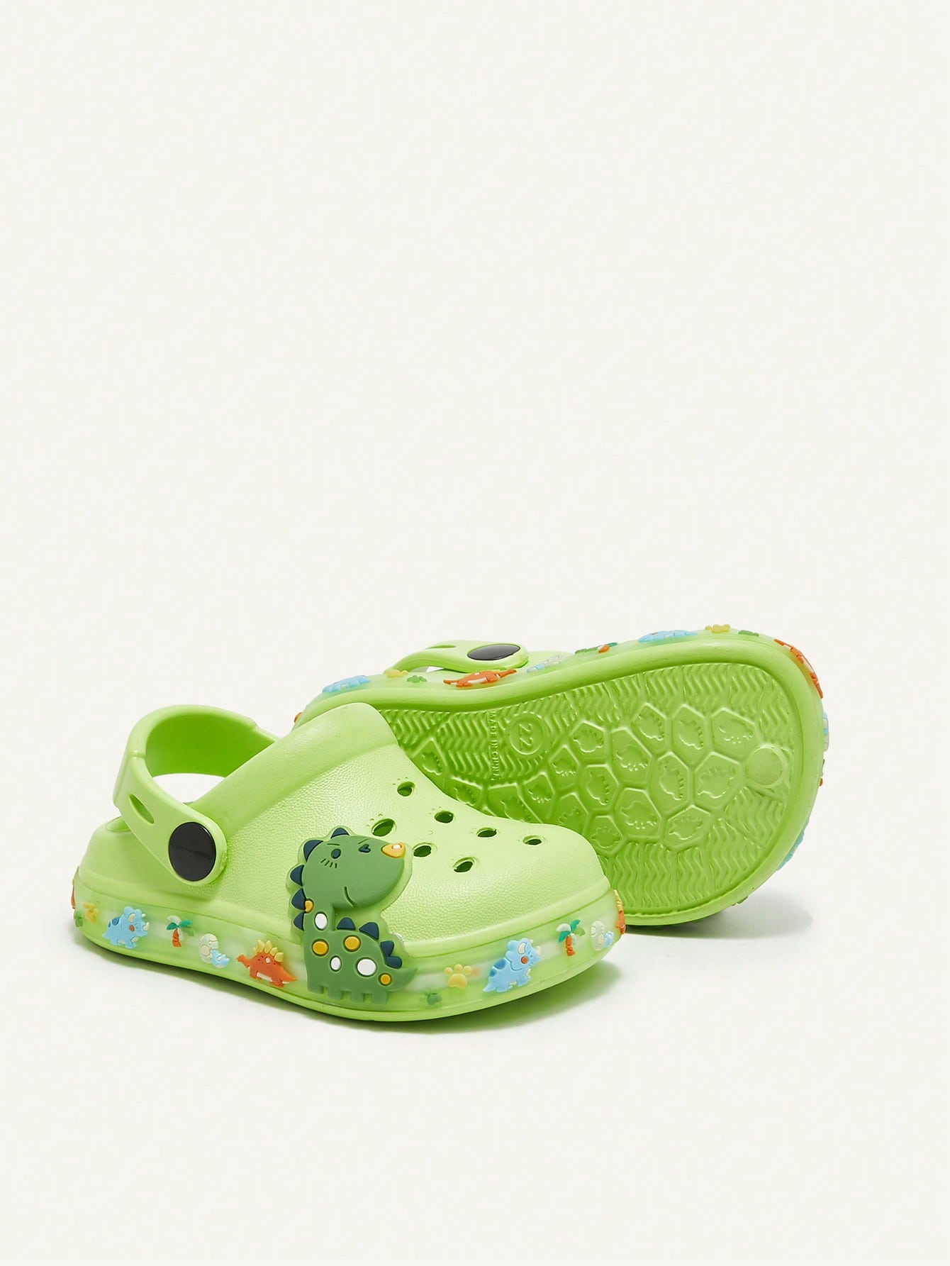 Clog Infantil Menino Estampa Dinossauro LED Solado Iluminado