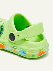 Clog Infantil Menino Estampa Dinossauro LED Solado Iluminado