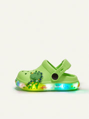 Clog Infantil Menino Estampa Dinossauro LED Solado Iluminado