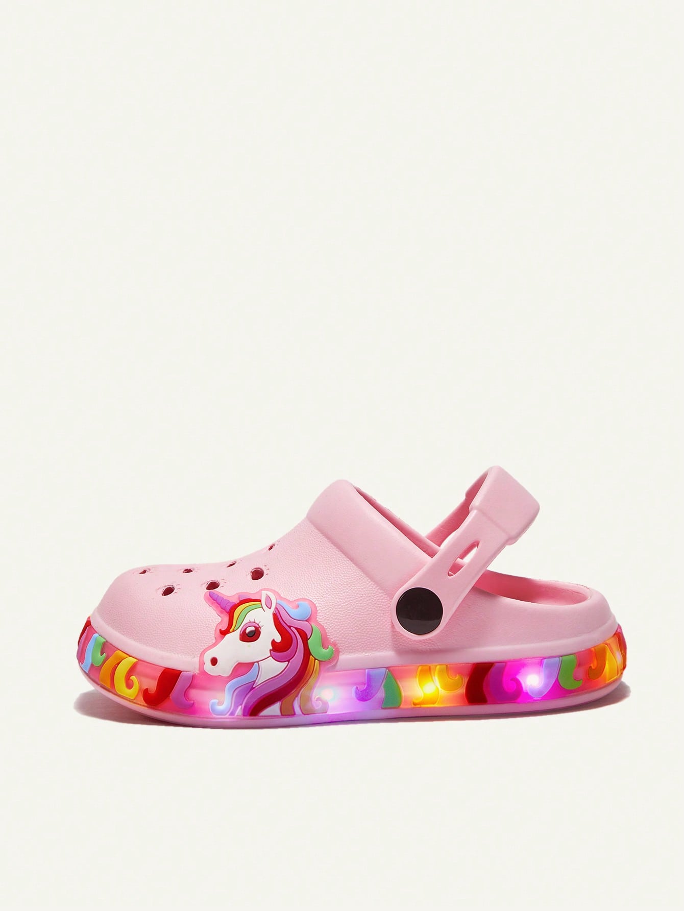 Clog Infantil Menina Unicórnio com Luz LED Sola Iluminada