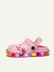 Clog Infantil Menina Unicórnio com Luz LED Sola Iluminada
