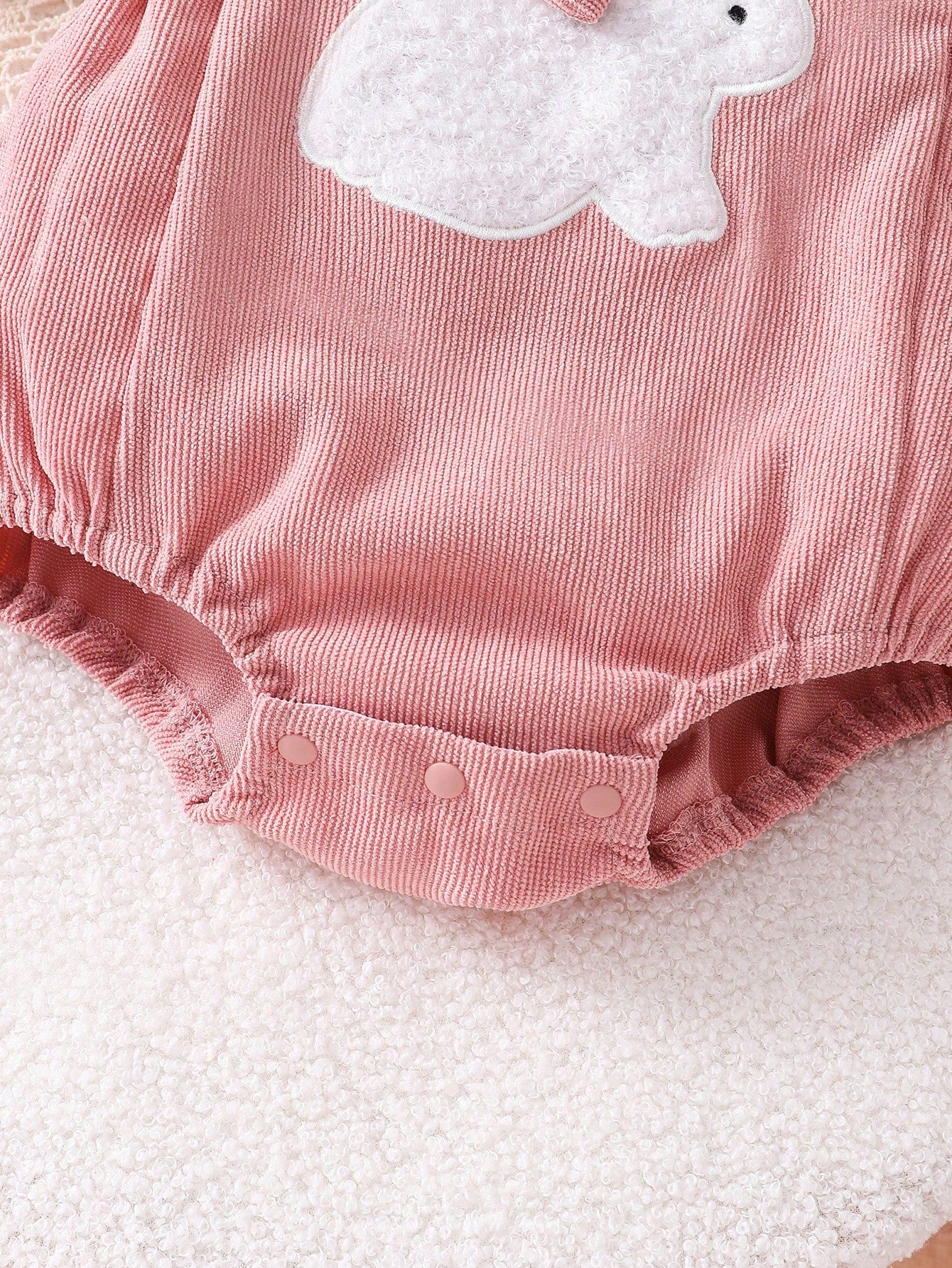 Conjunto 2 Peças Body Jardineira Bebê Menina Canelado Coelho com Tiara