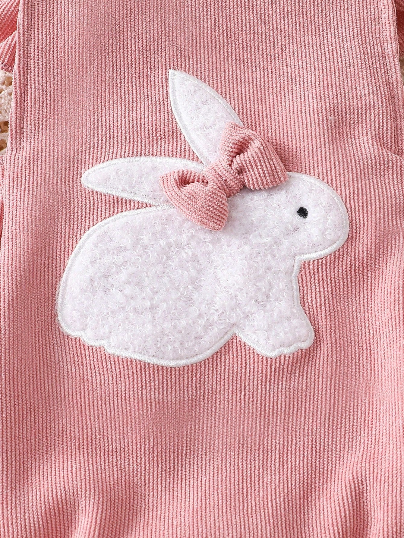 Conjunto 2 Peças Body Jardineira Bebê Menina Canelado Coelho com Tiara