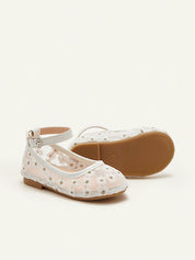 Sapatilha Infantil Menina Bordado Floral Tira Tornozelo Bico Redondo