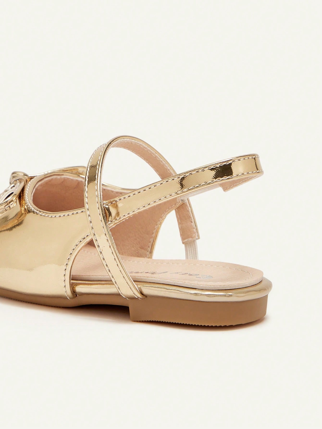 Sapatilha Infantil Feminina Slingback Bico Redondo com Laço Metalizada