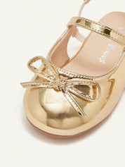 Sapatilha Infantil Feminina Slingback Bico Redondo com Laço Metalizada