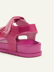 Sandália Infantil Menina Dupla Tira Velcro Glitter