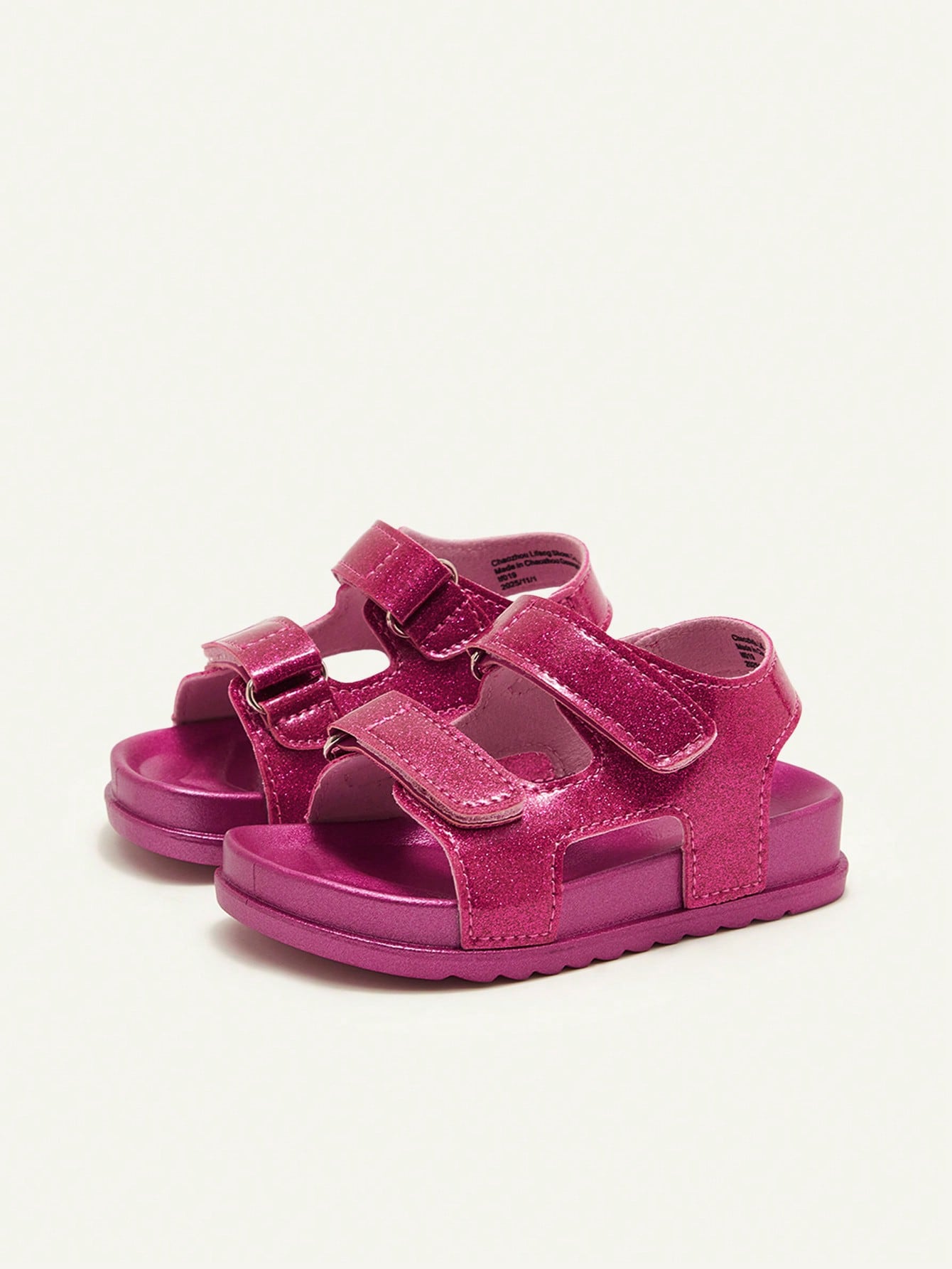 Sandália Infantil Menina Dupla Tira Velcro Glitter