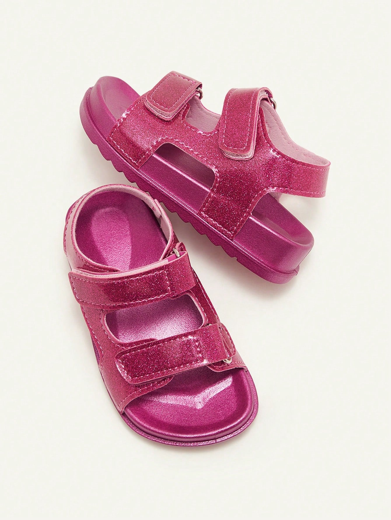 Sandália Infantil Menina Dupla Tira Velcro Glitter