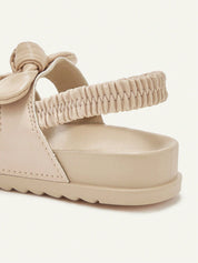 Sandália Infantil Bebê Menina Plana Slingback Elástico com Laço