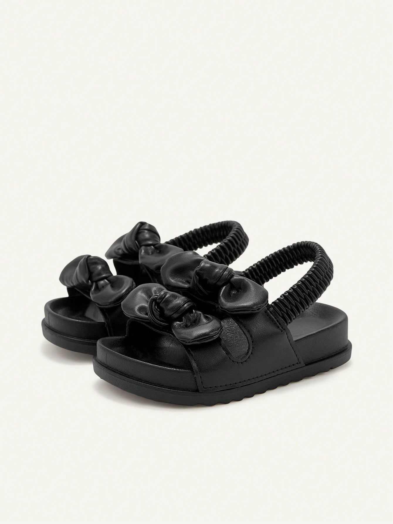 Sandália Infantil Bebê Menina Plana Slingback Elástico com Laço