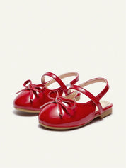 Sapatilha Infantil Feminina Slingback Bico Redondo com Laço Metalizada