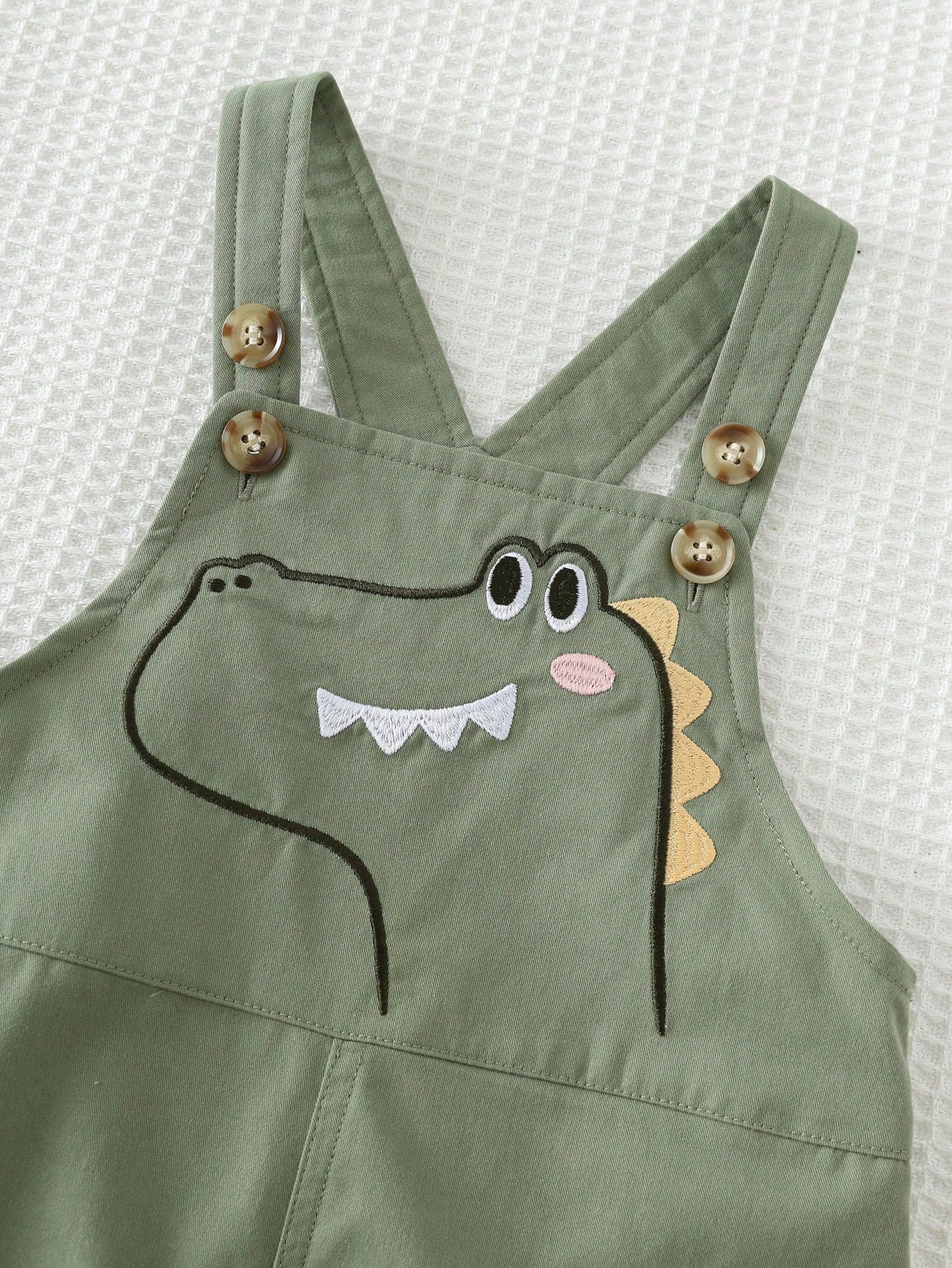 Conjunto 2 Peças Bebê Menino Camiseta Listrada Manga Curta e Jardineira Dinossauro