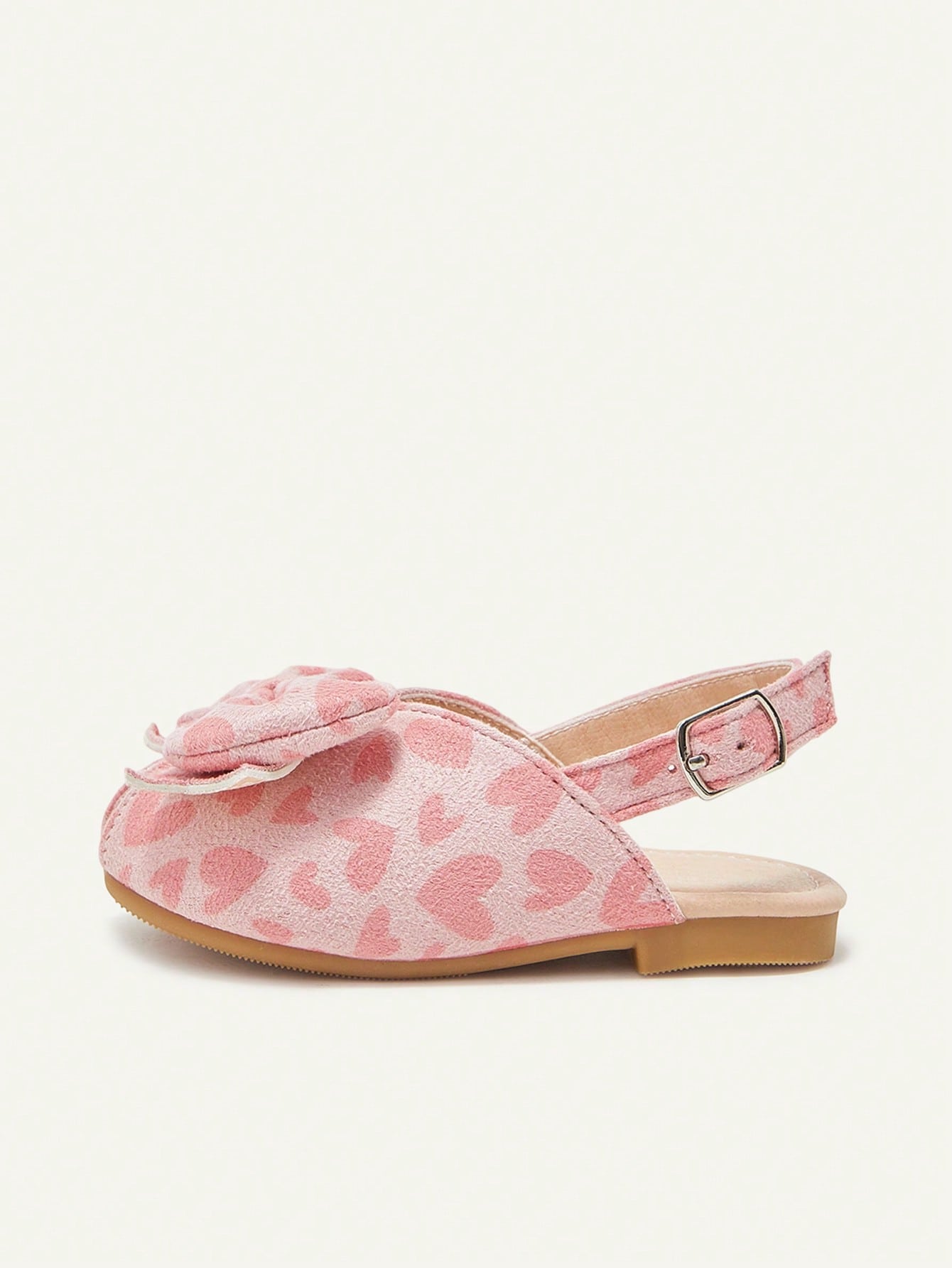 Sandália Infantil Menina Peep Toe Laço Borboleta Estampa Coração Slingback