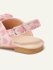 Sandália Infantil Menina Peep Toe Laço Borboleta Estampa Coração Slingback