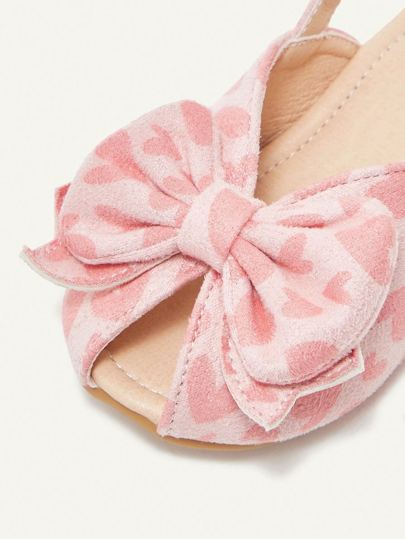 Sandália Infantil Menina Peep Toe Laço Borboleta Estampa Coração Slingback