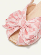 Sandália Infantil Menina Peep Toe Laço Borboleta Estampa Coração Slingback