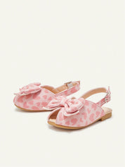 Sandália Infantil Menina Peep Toe Laço Borboleta Estampa Coração Slingback