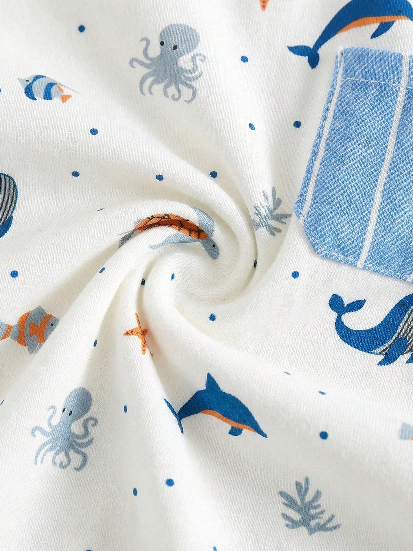 Conjunto Bebê Menino 2 Peças Camiseta Animais Marinhos e Shorts Listrado
