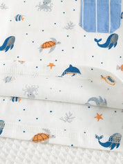 Conjunto Bebê Menino 2 Peças Camiseta Animais Marinhos e Shorts Listrado