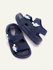 Sandália Infantil Menino Velcro Duplo Aplique Dinossauro