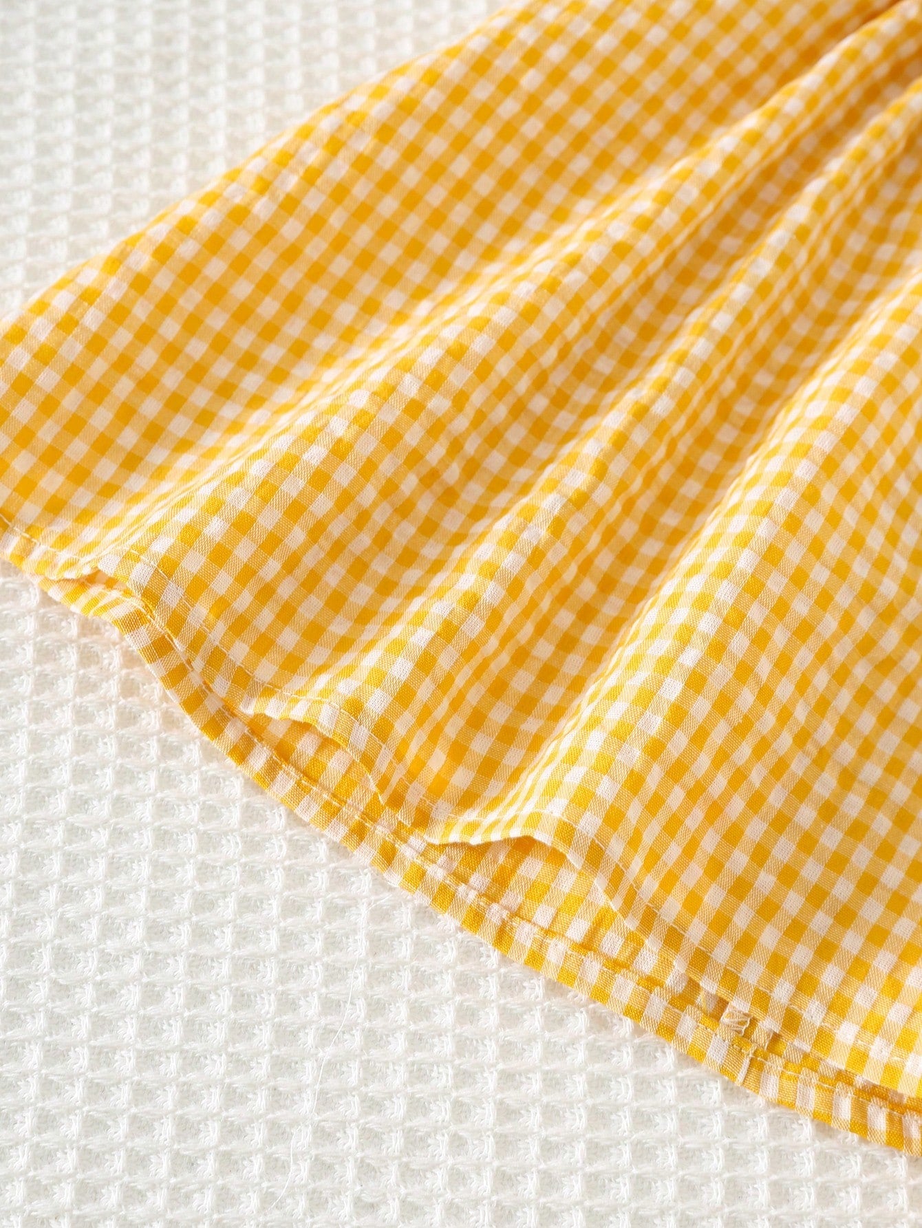 Vestido Bebê Menina Regata Xadrez Gola Bordada Pato Algodão