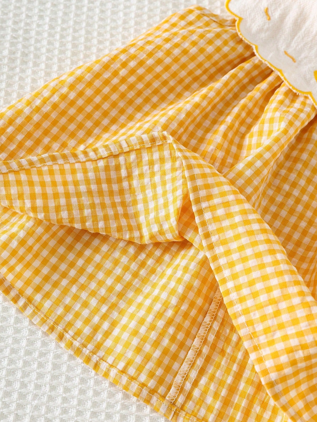 Vestido Bebê Menina Regata Xadrez Gola Bordada Pato Algodão