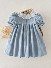 Vestido Bebê Menina Evasê Renda Aplique Pato