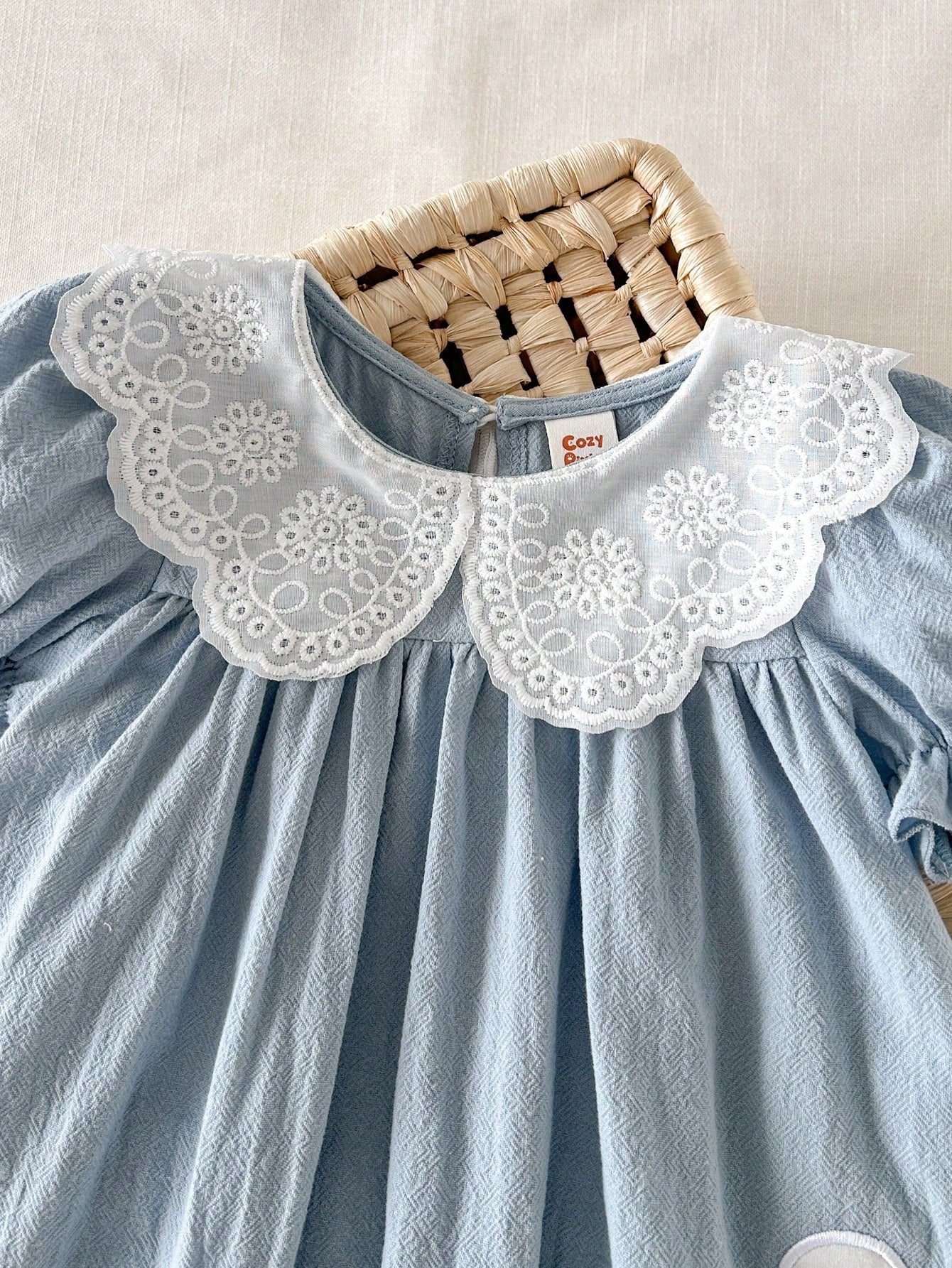 Vestido Bebê Menina Evasê Renda Aplique Pato