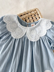 Vestido Bebê Menina Evasê Renda Aplique Pato