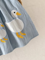 Vestido Bebê Menina Evasê Renda Aplique Pato