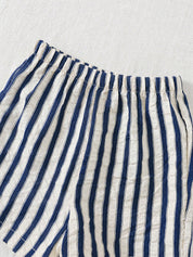 Conjunto 2 Peças Bebê Menino Camiseta Waffle Bolso Patchwork e Shorts Listrado
