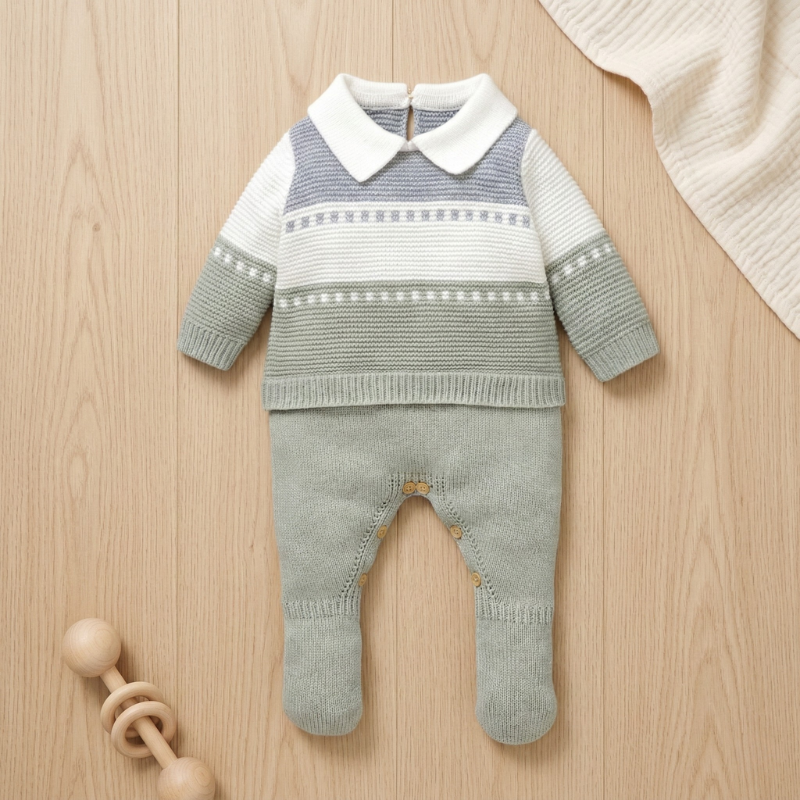 Macacão Bebê de Malha Listrado Confortável