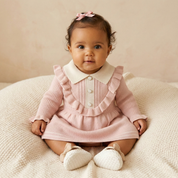 Vestido Vintage Infantil de Tricô com Gola Clássica